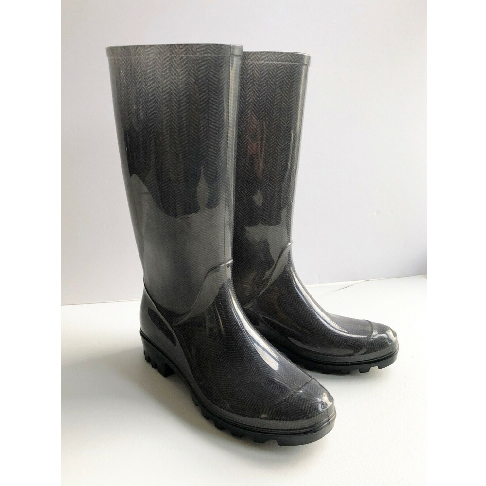 Gray Herringbone Rain Boot Size 7-7.5" 24.5cm